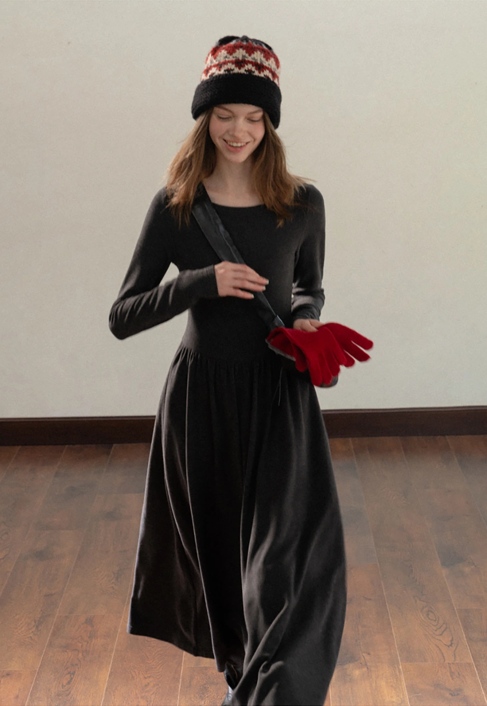 Women Knit Turtleneck Shawl and Long Sleeve Dress