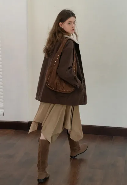 Faux Shearling Collar Utility Jacket