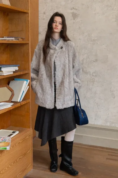 Chic Faux Fur Leather Jacket