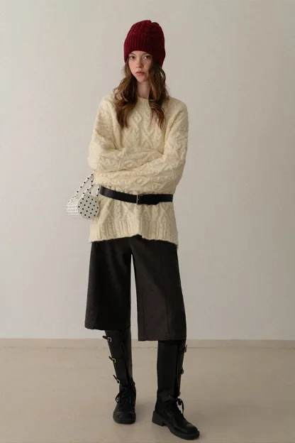 Cable Knit Diamond Pattern Sweater