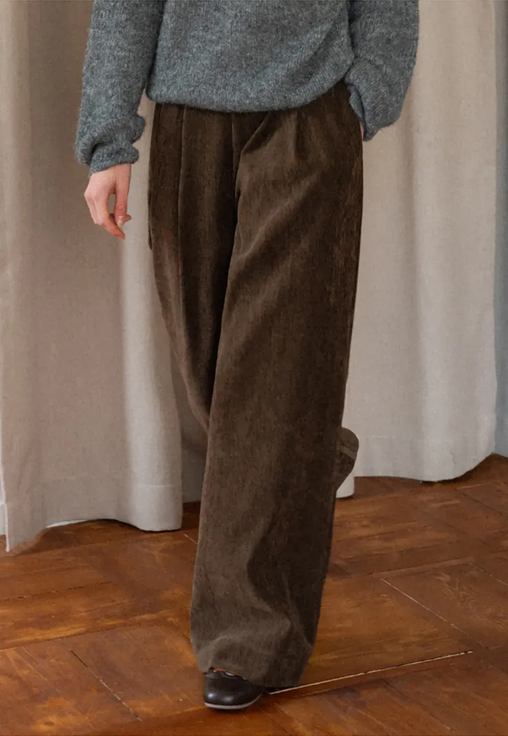 Velvet Wide-Leg Trousers