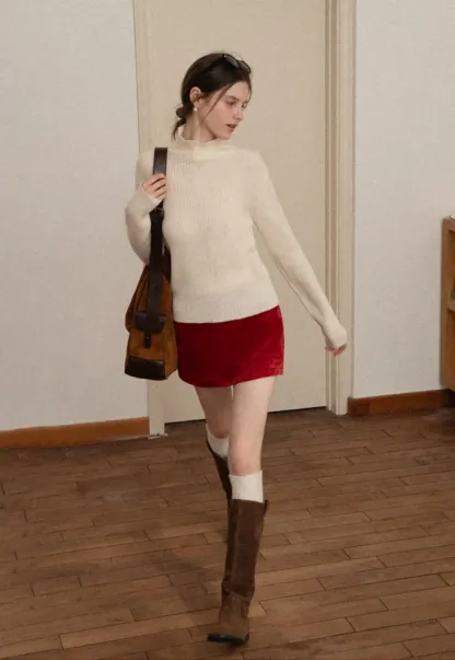 Women Ribbed Turtleneck Sweater for Fall