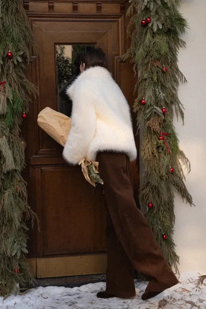 Plush Faux Fur Jacket Buttons