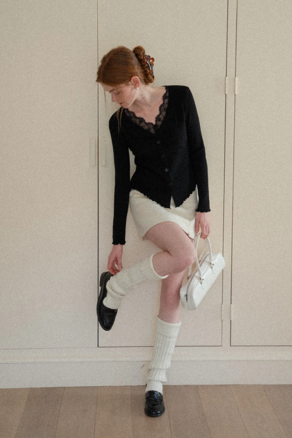 Lace Trim Ribbed Knit Top