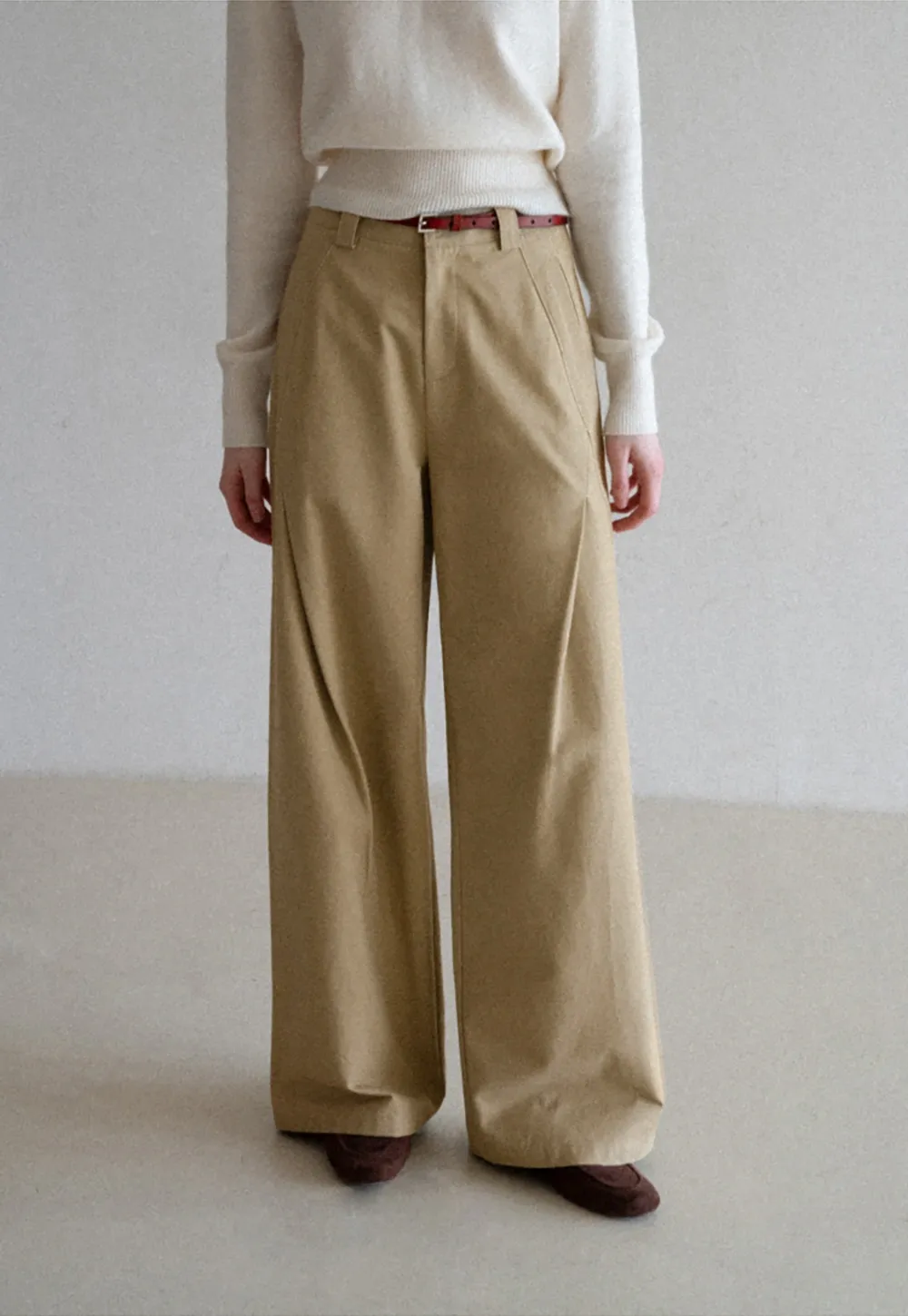 Wide leg high waist casual pants with back pocket design