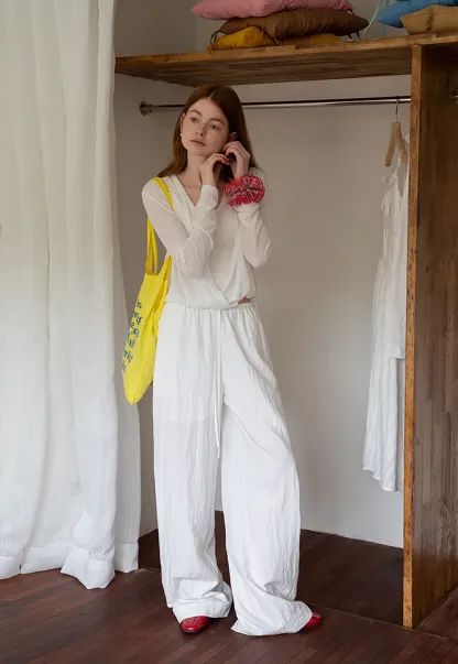 Women's Sheer Wide Leg Drawstring Pants