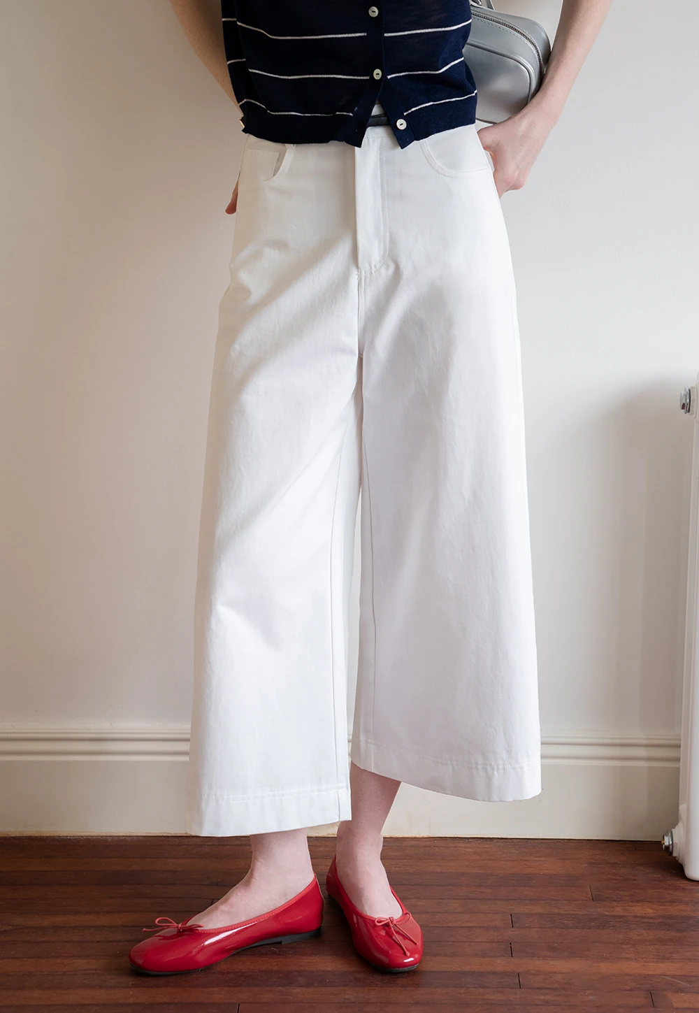 Women's High Waist Wide Leg Pants with Belt and Mini Pouch