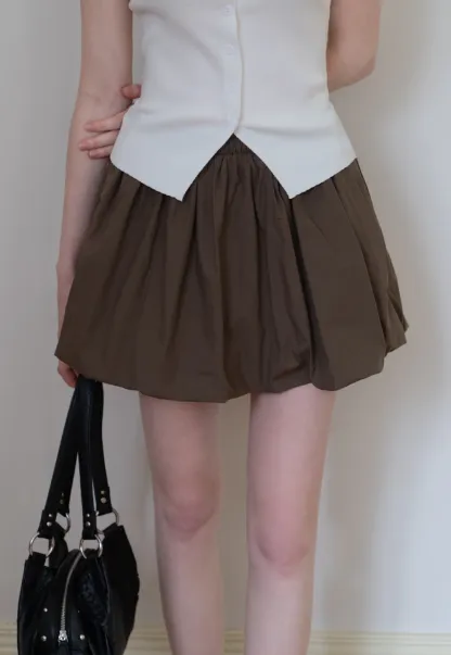 Drawstring Balloon Mini Skirt