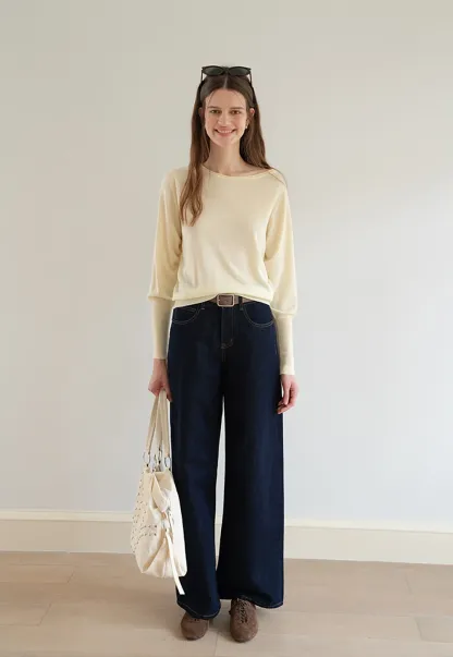 Women's One-Shoulder Long Sleeve Knit Top