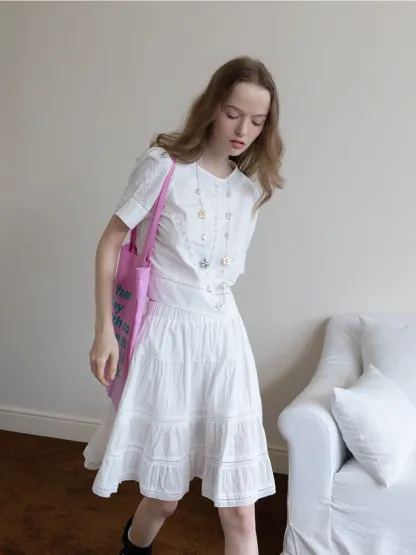 Women’s Lace Patchwork Half Sleeve Blouse