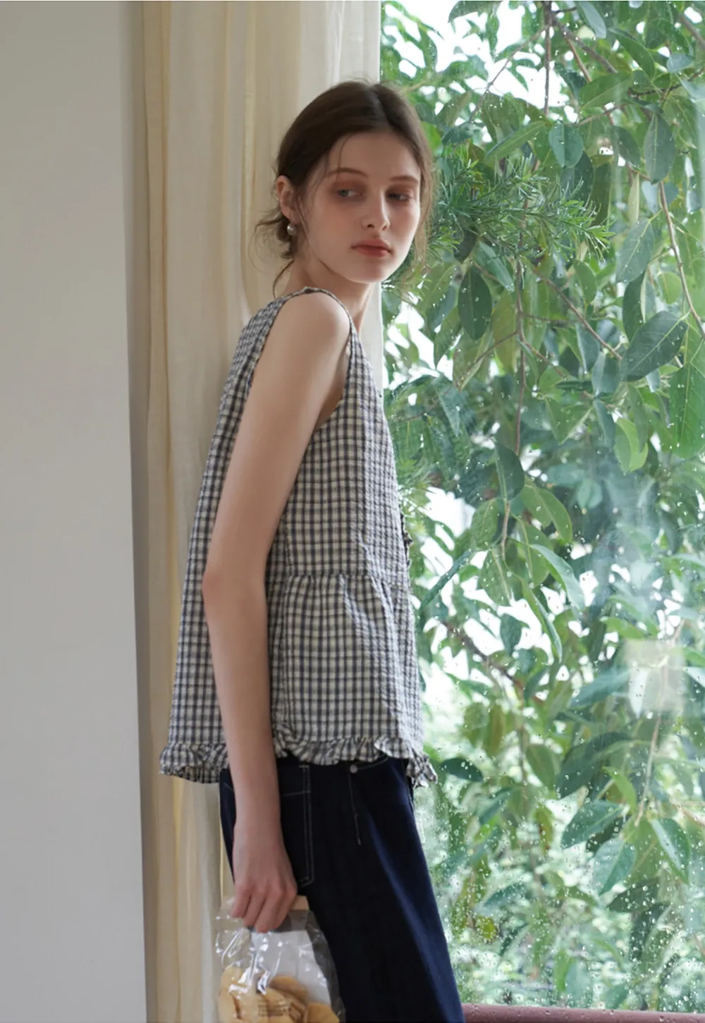 Vintage Gingham Sleeveless Blouse