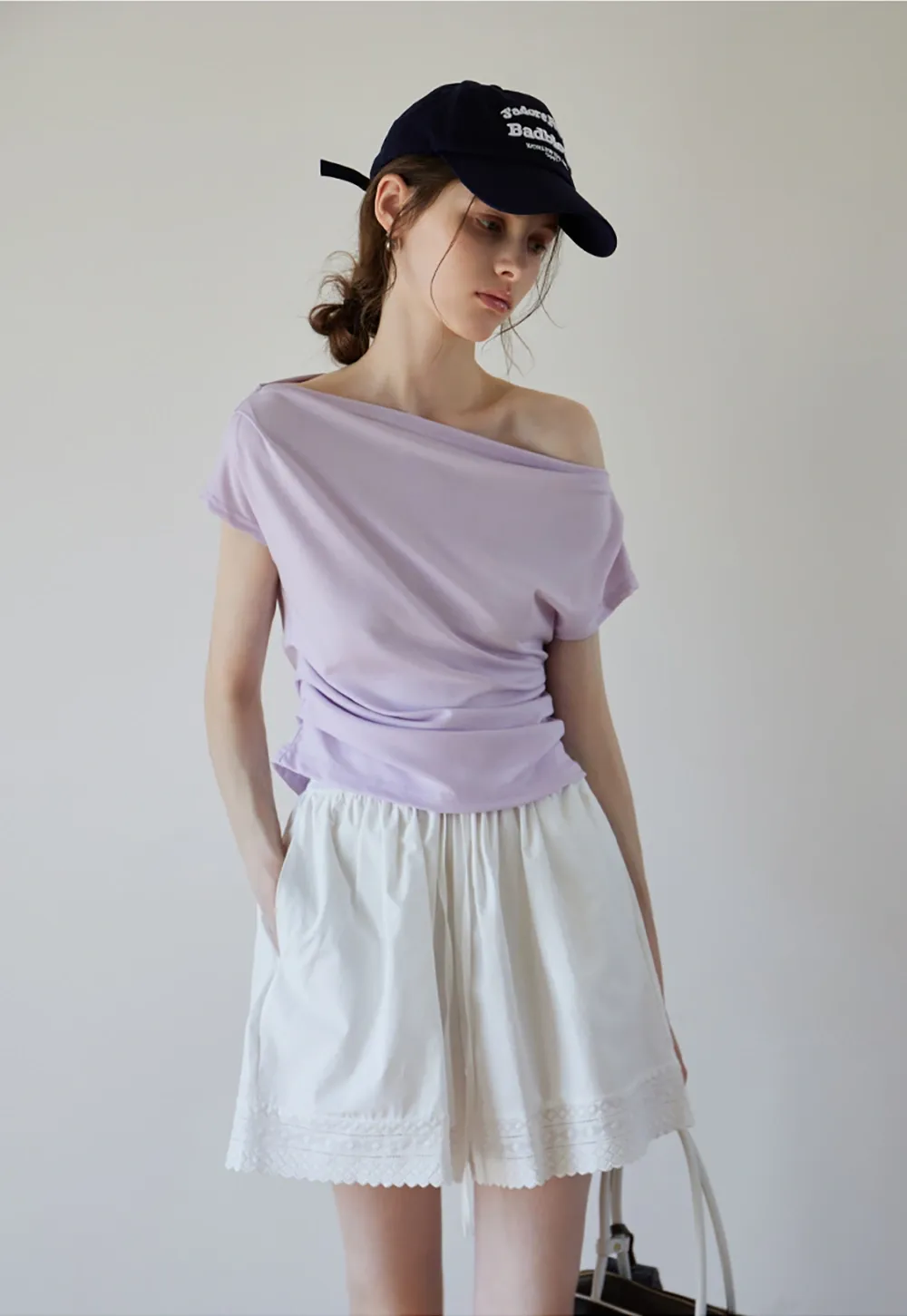 "Women’s Off Shoulder Ruched T-Shirt