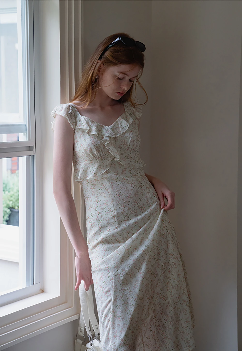 Floral Ruffle Sleeveless Midi Dress