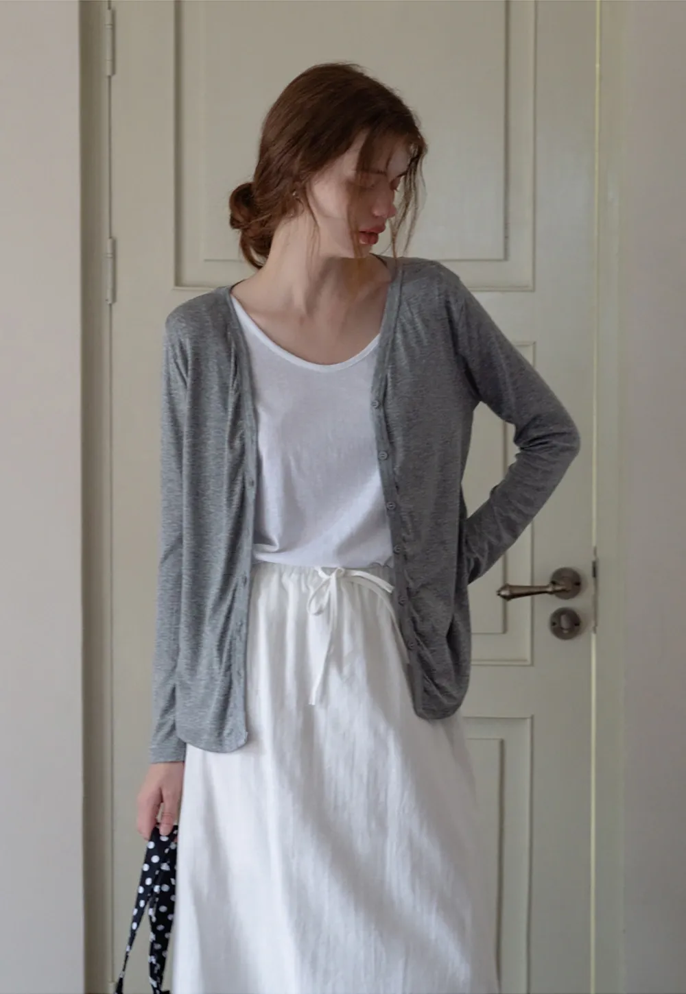 igh Waist Ruffle Hem Cotton Maxi Skirt