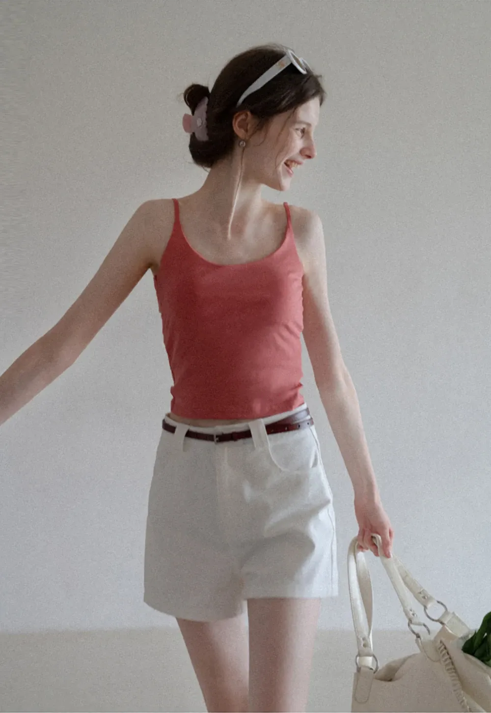 Women’s Belted High-Waist Cotton Shorts