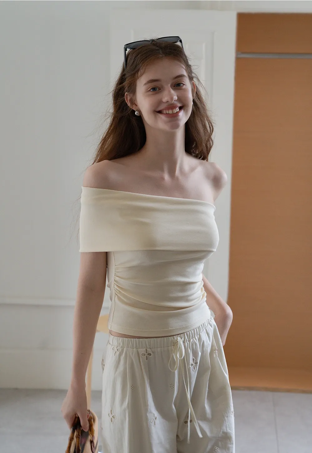 Women’s One-Shoulder Ruched Crop Top