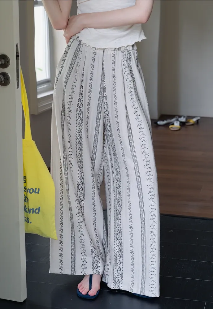 Women’s Boho Stripe Wide-Leg Palazzo Pants