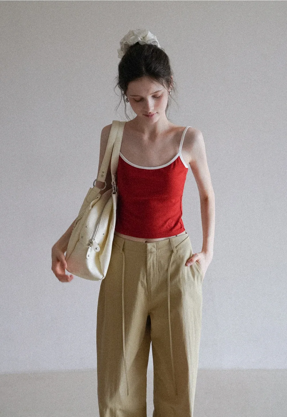 Women's High Waist Wide Leg Pants with Drawstring