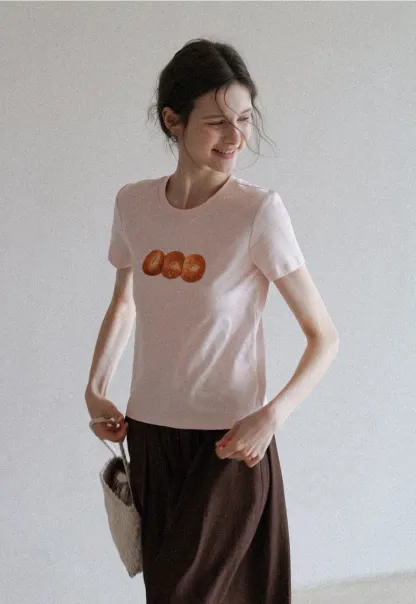 Women’s Cute Bread Print Graphic T-Shirts