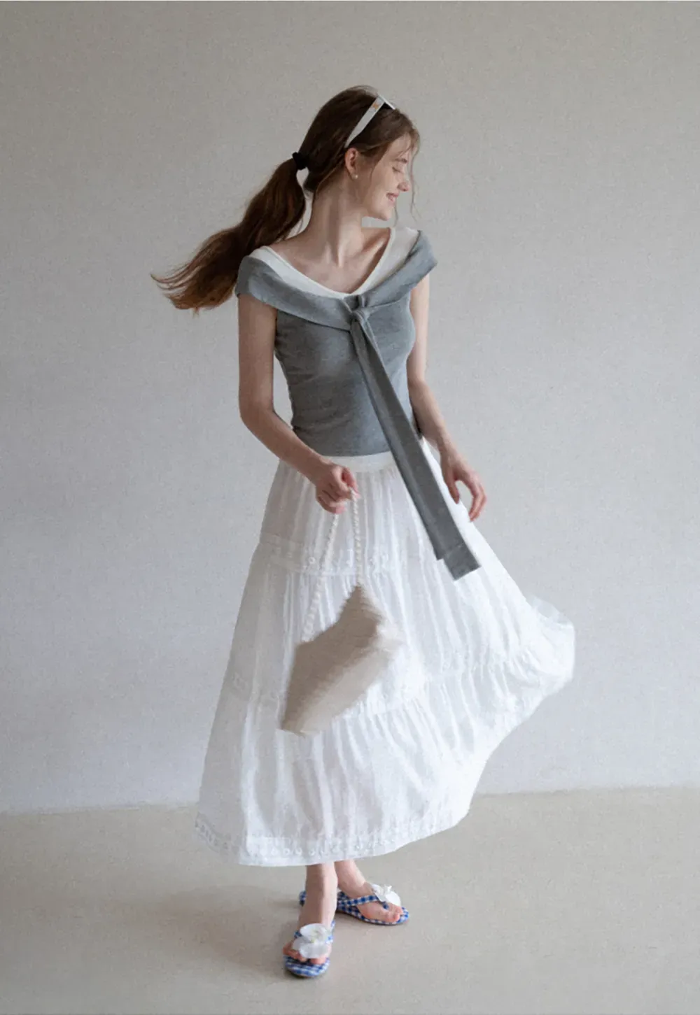 Layered Look Knit Tank with Back Tie