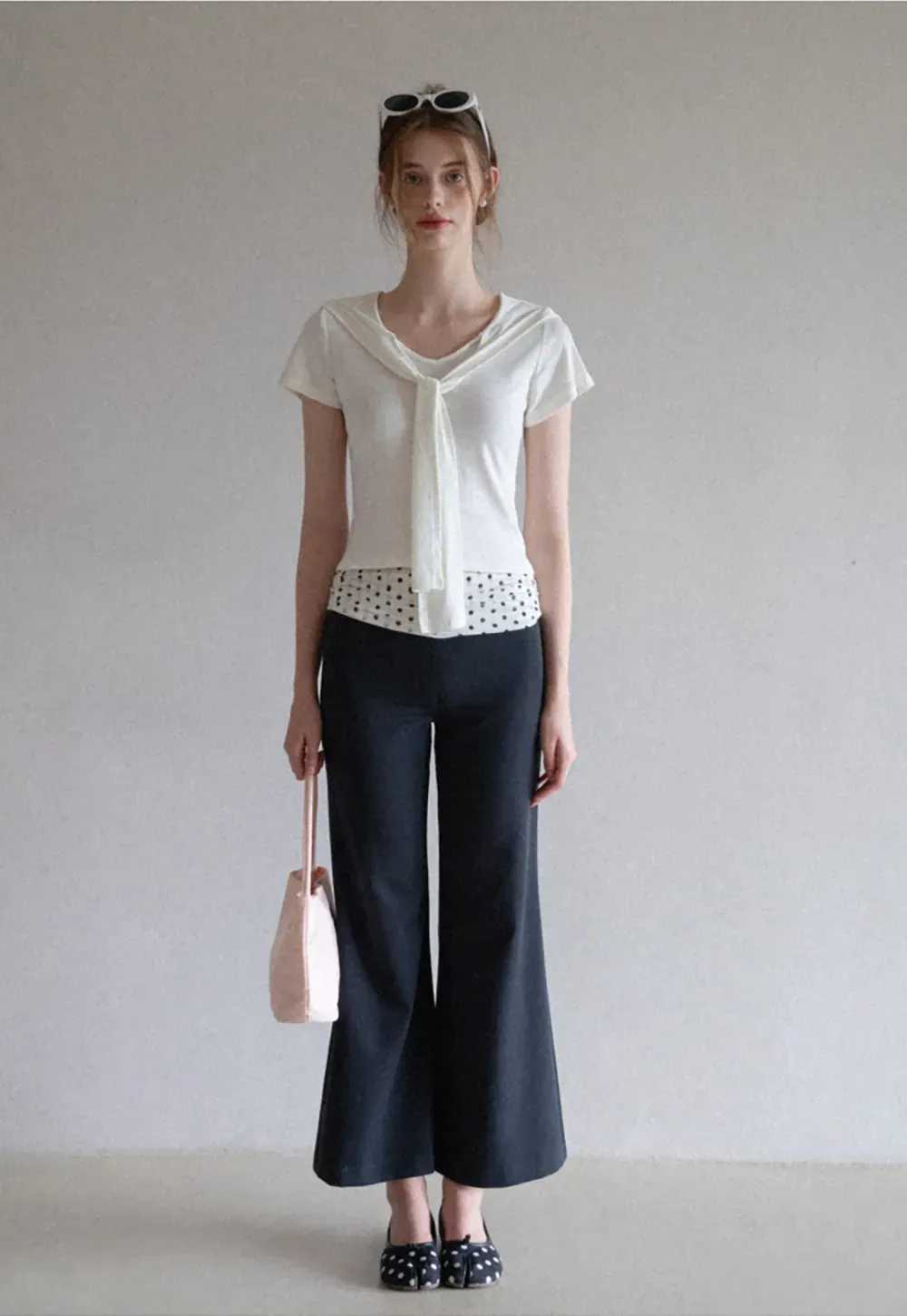 Mock Tie Cape Short Sleeve T-Shirt