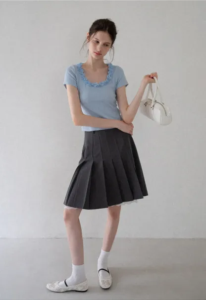 Women's Ruffle-Trim Scoopneck Tee