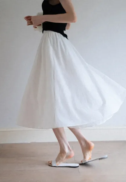 Flowy Elastic Waist Midi Skirt