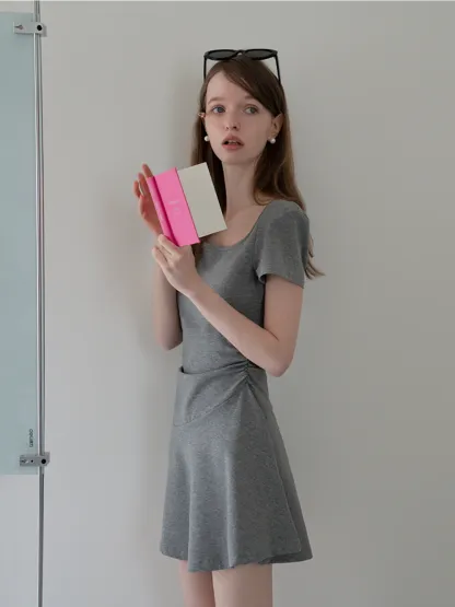 Women's Square Neck Fit and Flare Mini Dress