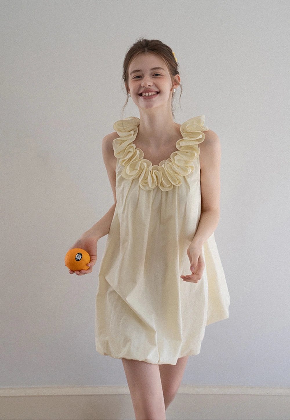 Ruffle Neck Babydoll Mini Dress