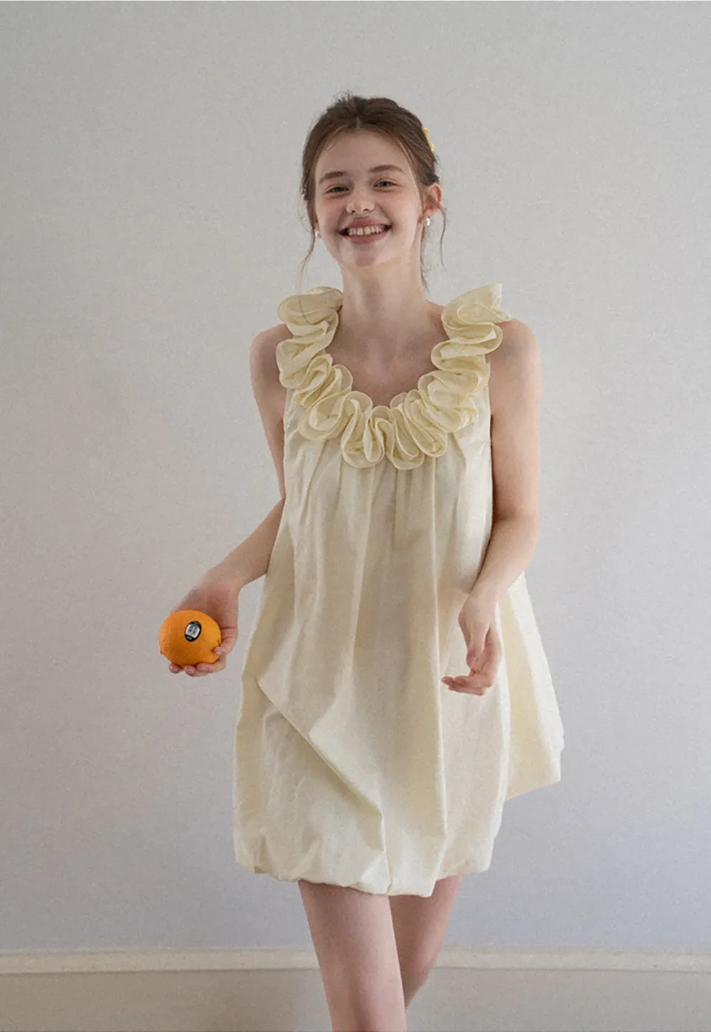 Ruffle Neck Babydoll Mini Dress