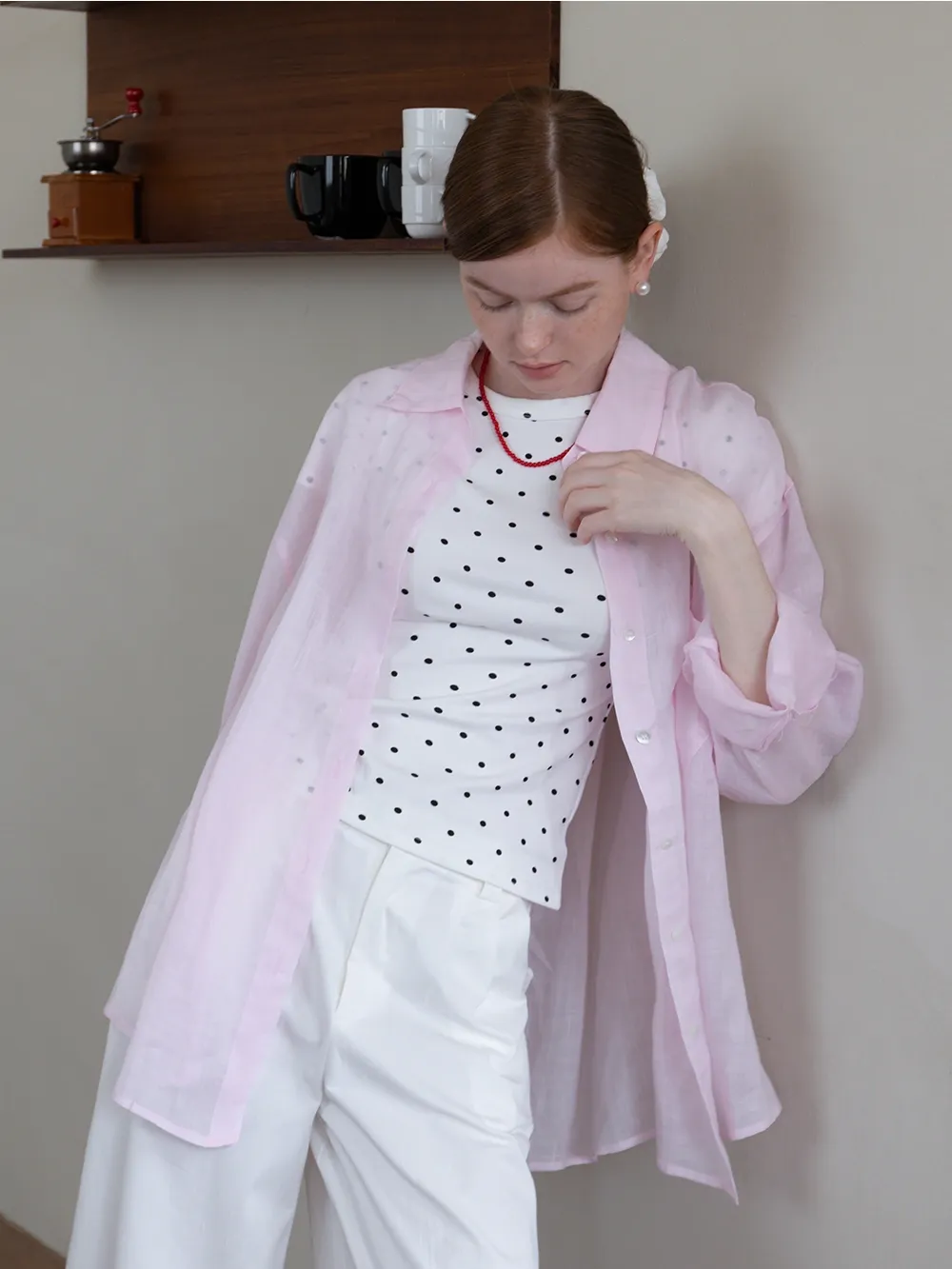 Women's Long Sleeve Button Down Linen Shirt with Pocket