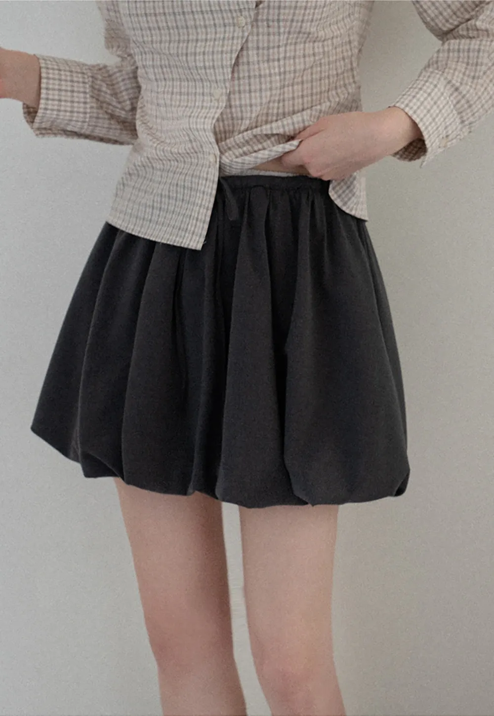 Drawstring Bubble Mini Skirt