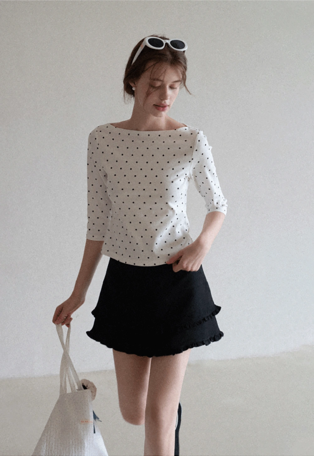 Women's Polka Dot 3/4 Sleeve Top