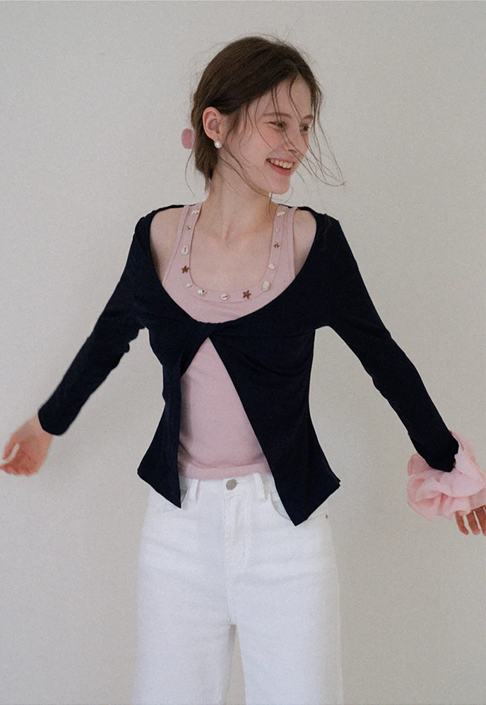 Shell‑Trim Twist Layered Top