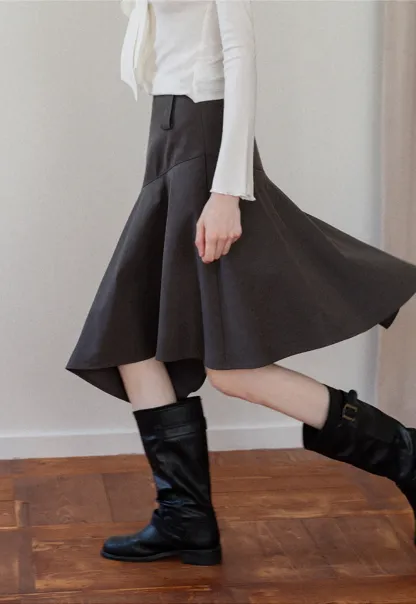 Women's Asymmetrical A-Line Midi Skirt