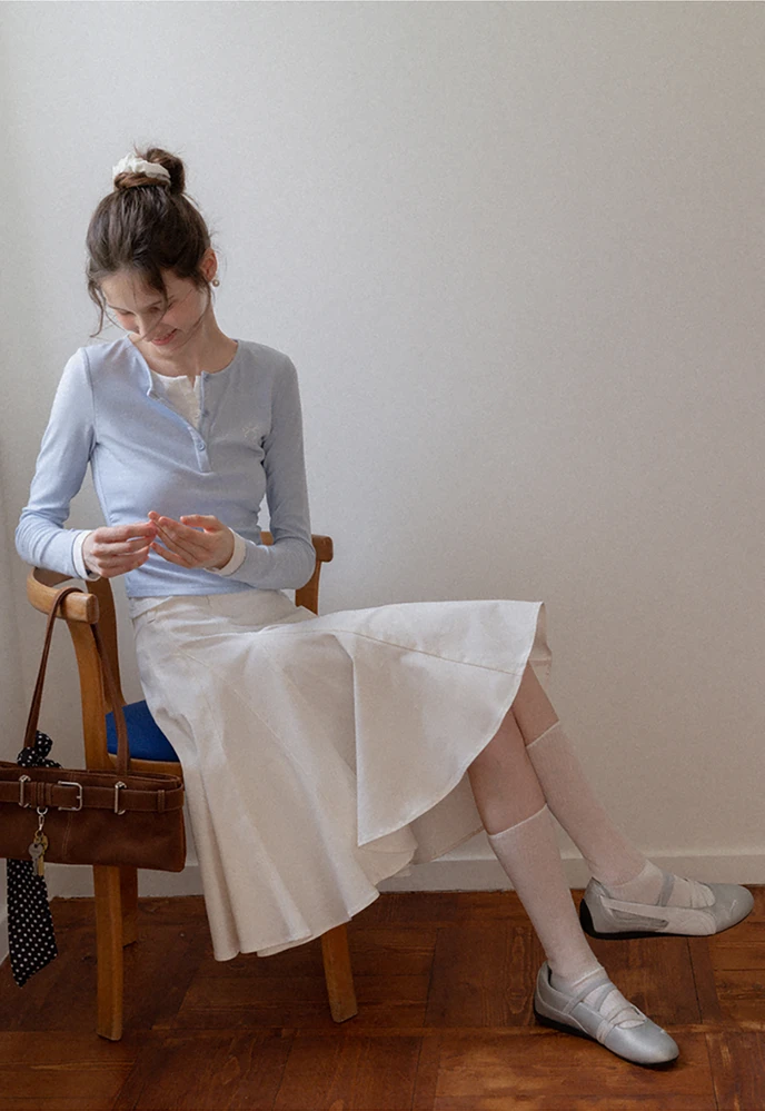 Ruched Henley Crop Top