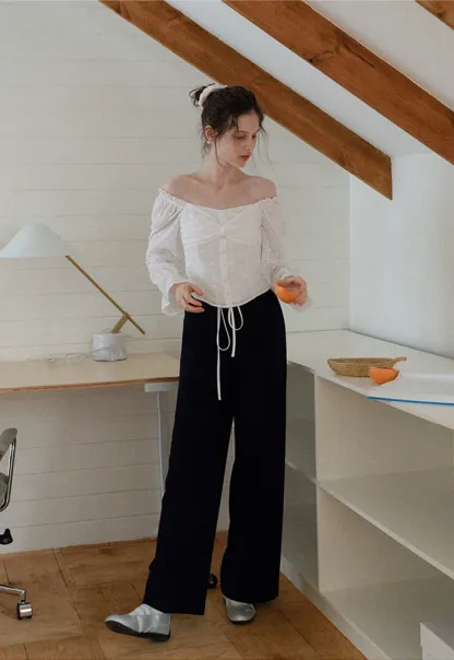 Drawstring Wide-Leg Pants