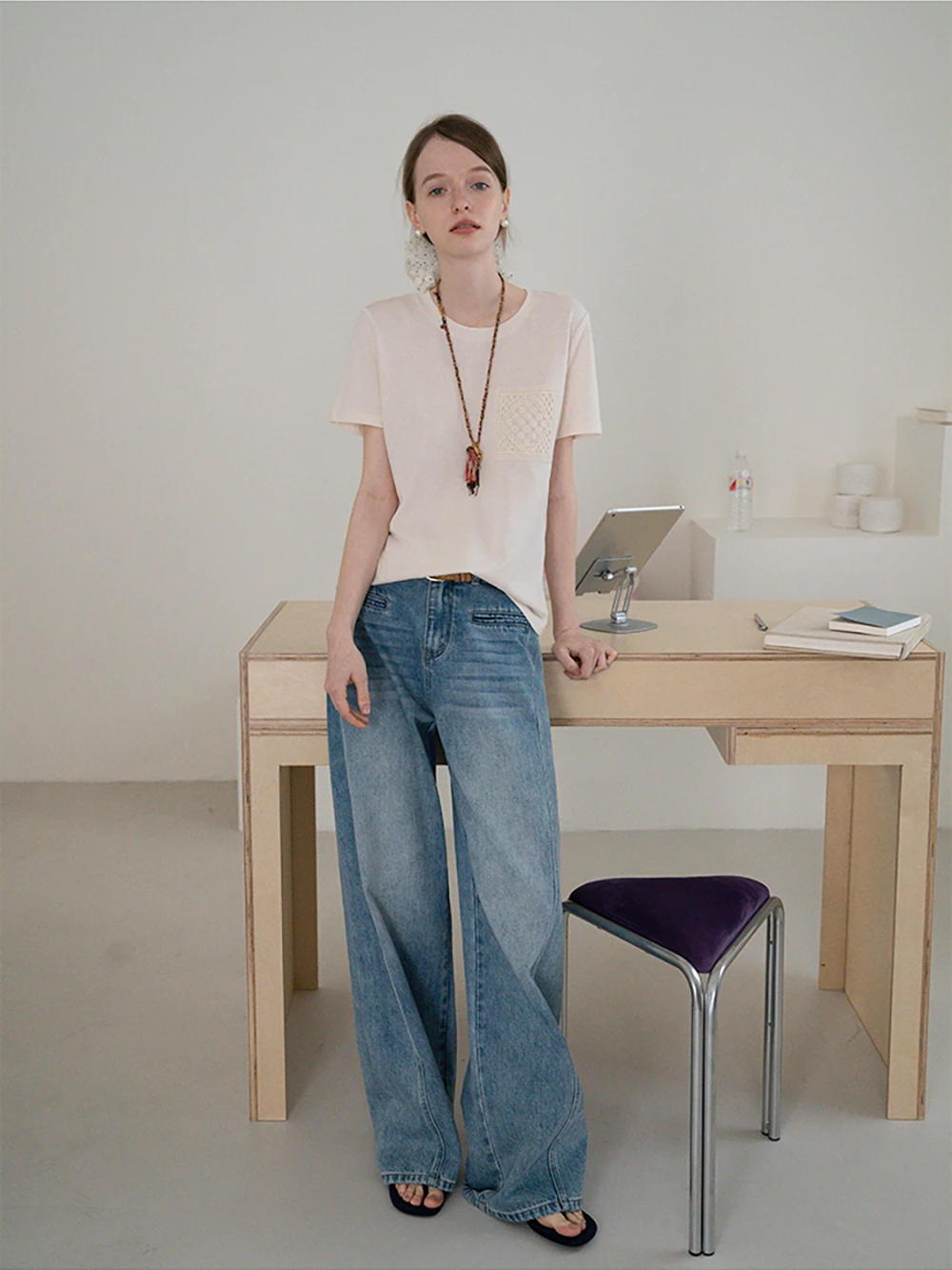 Women’s High Waist Straight Leg Jeans – Vintage Wash