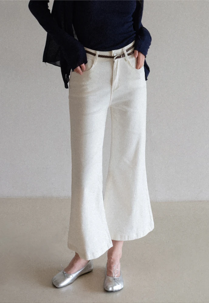 Braided-Belt Flared Jeans with Scarf Tie