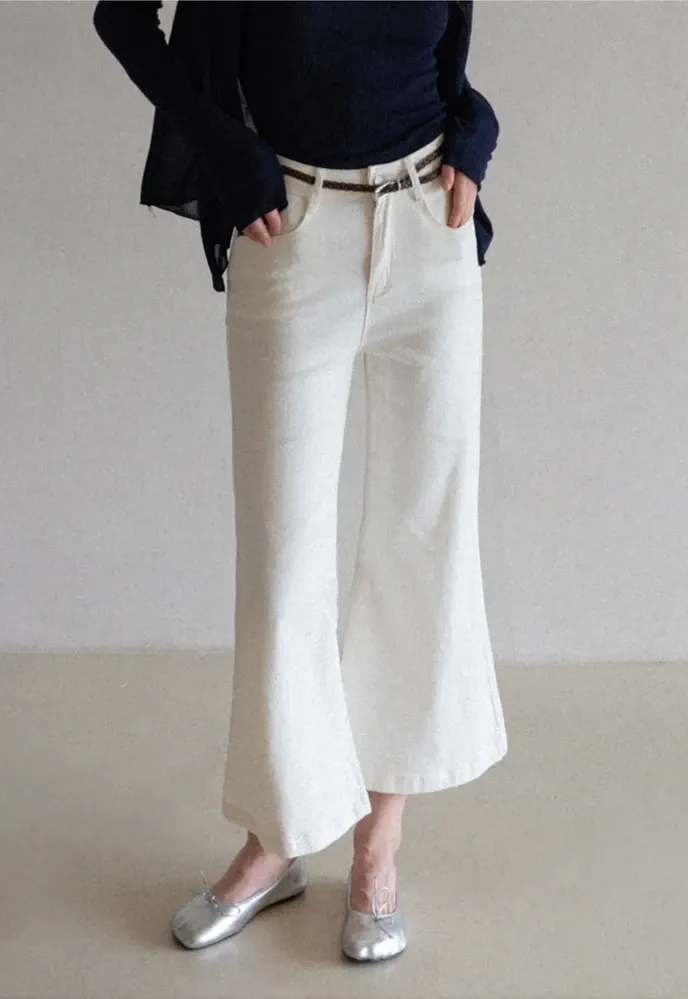 Braided-Belt Flared Jeans with Scarf Tie