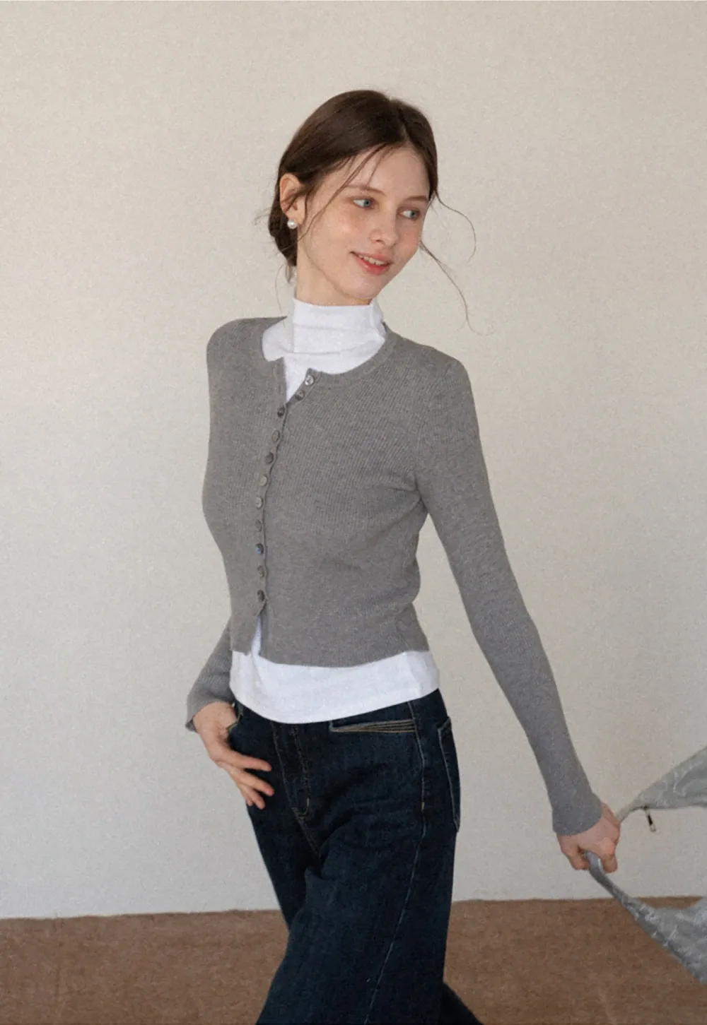 Women's Ribbed Cropped Cardigan