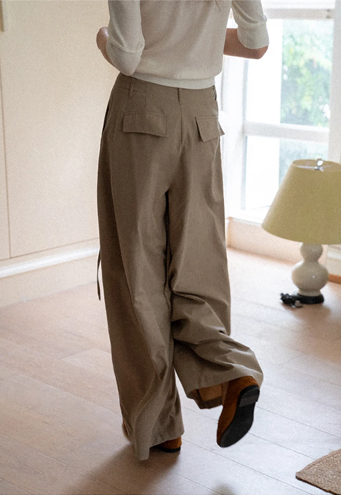 Tie-Waist Pleated Wide-Leg Pants