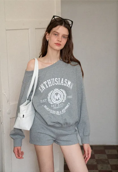 Womens Graphic Sweatshirt and Shorts Lounge Set