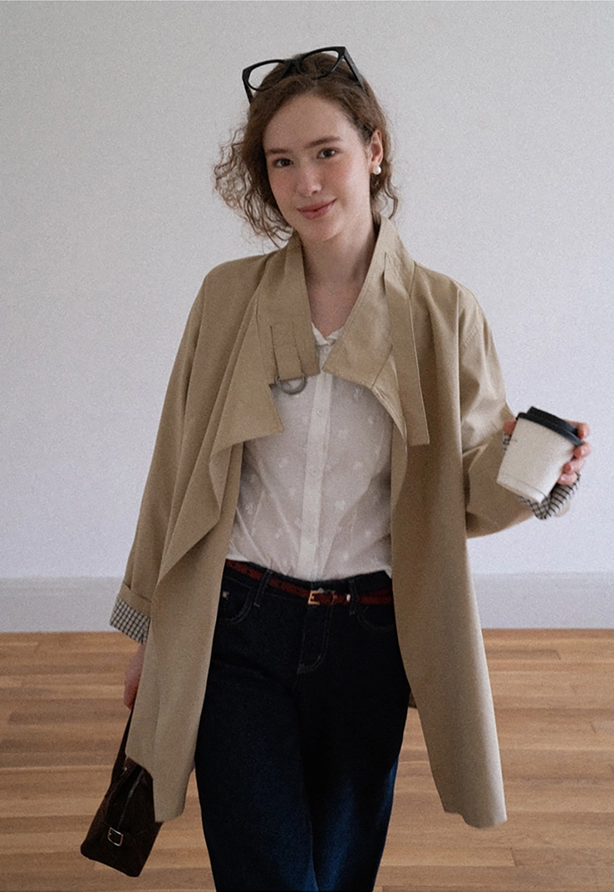 Buckle-Collar Wrap Trench