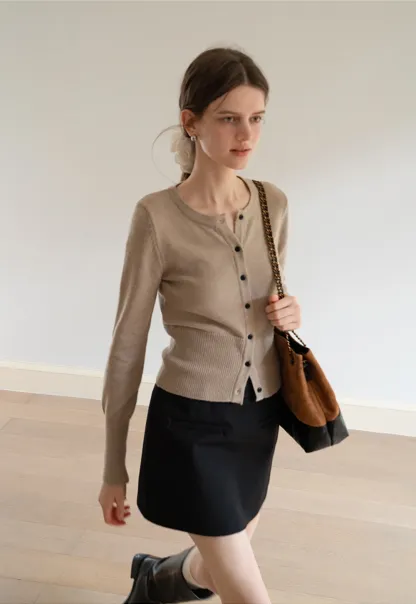 Women's Casual Crewneck Knit Cardigan