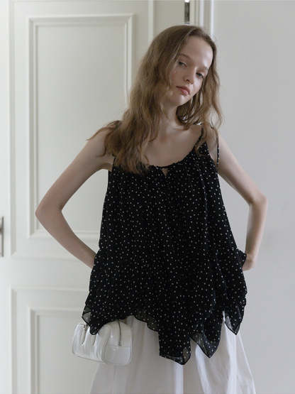 Polka Dot Ruffle Hem Cami Top