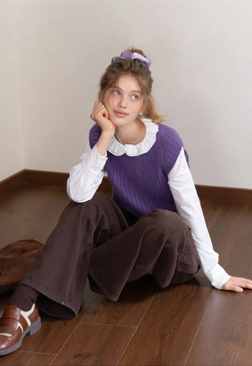 Womens Solid Color Ribbed Sweater Vest