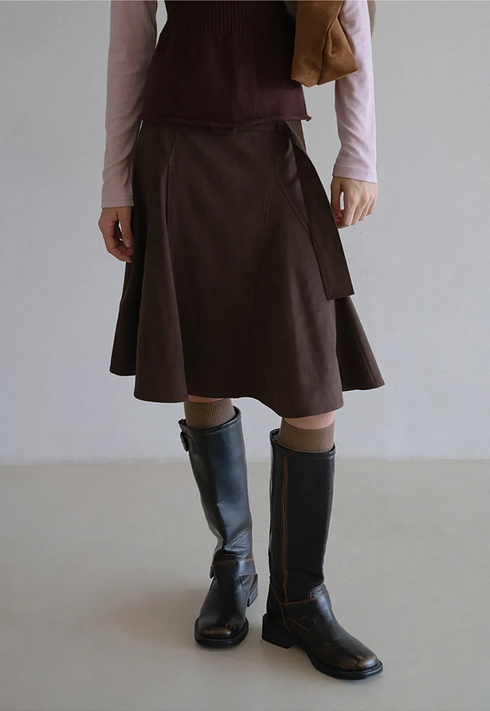 Womens Vintage Suede A-Line Skirt