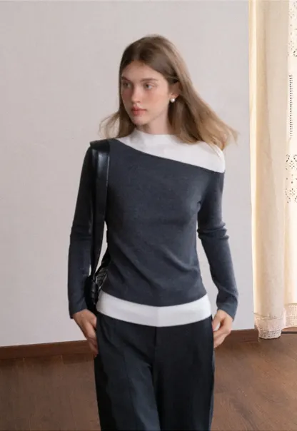 Contrast Panel Knit Top