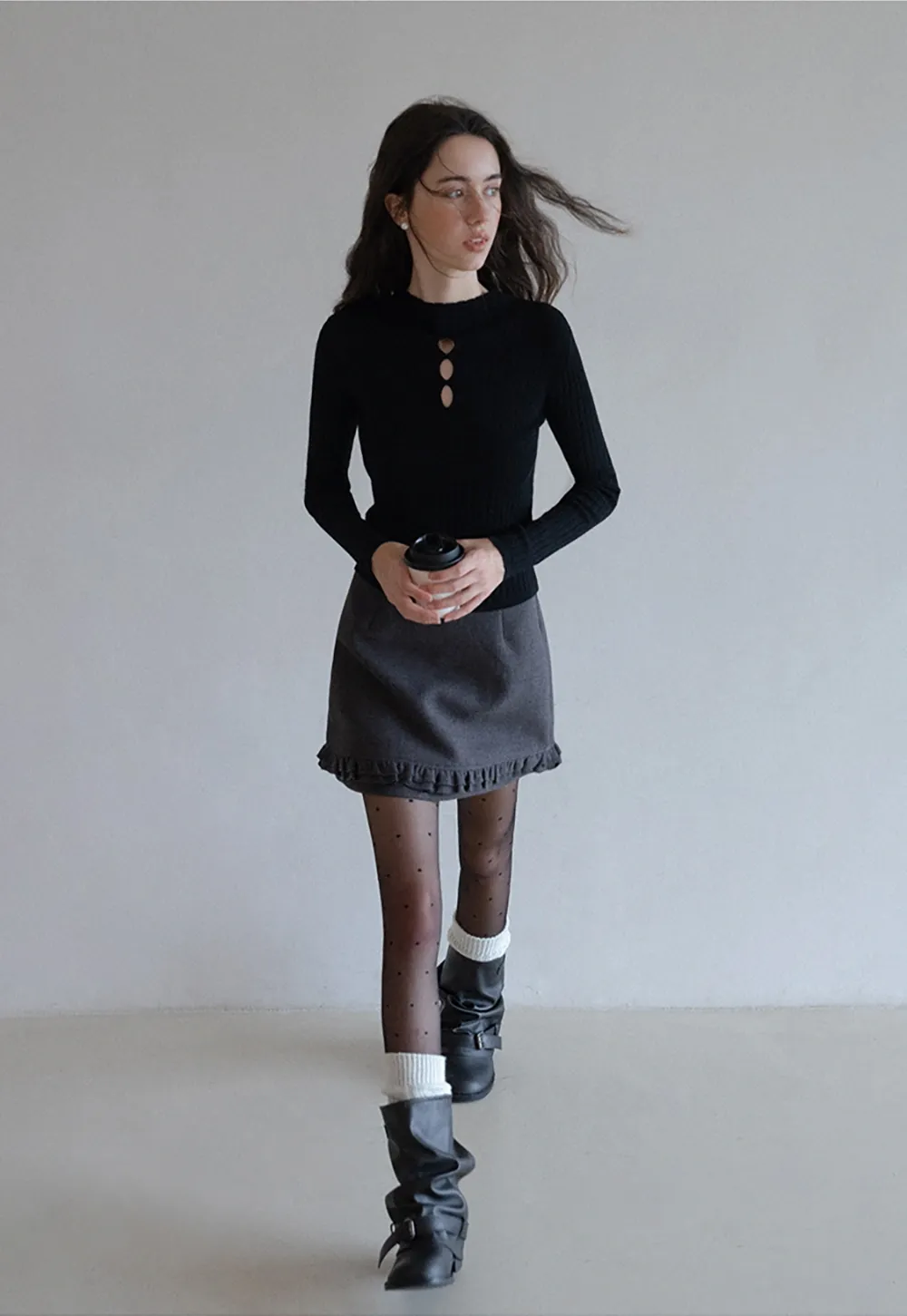 Womens Ribbed Knit Long Sleeve Top